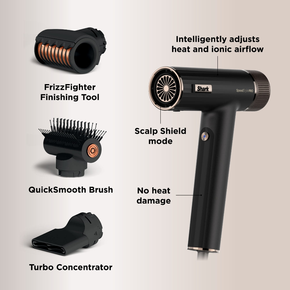 Shark Beauty SpeedStyle Pro 3-In-1 High-Velocity Hair Dryer for Straight &amp; Wavy Hair Black