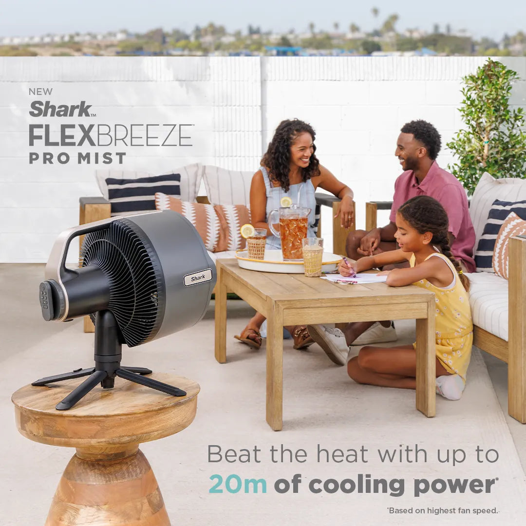 Shark FlexBreeze Pro Mist Indoor Outdoor Pedestal &amp; Table Fan With Water Tank