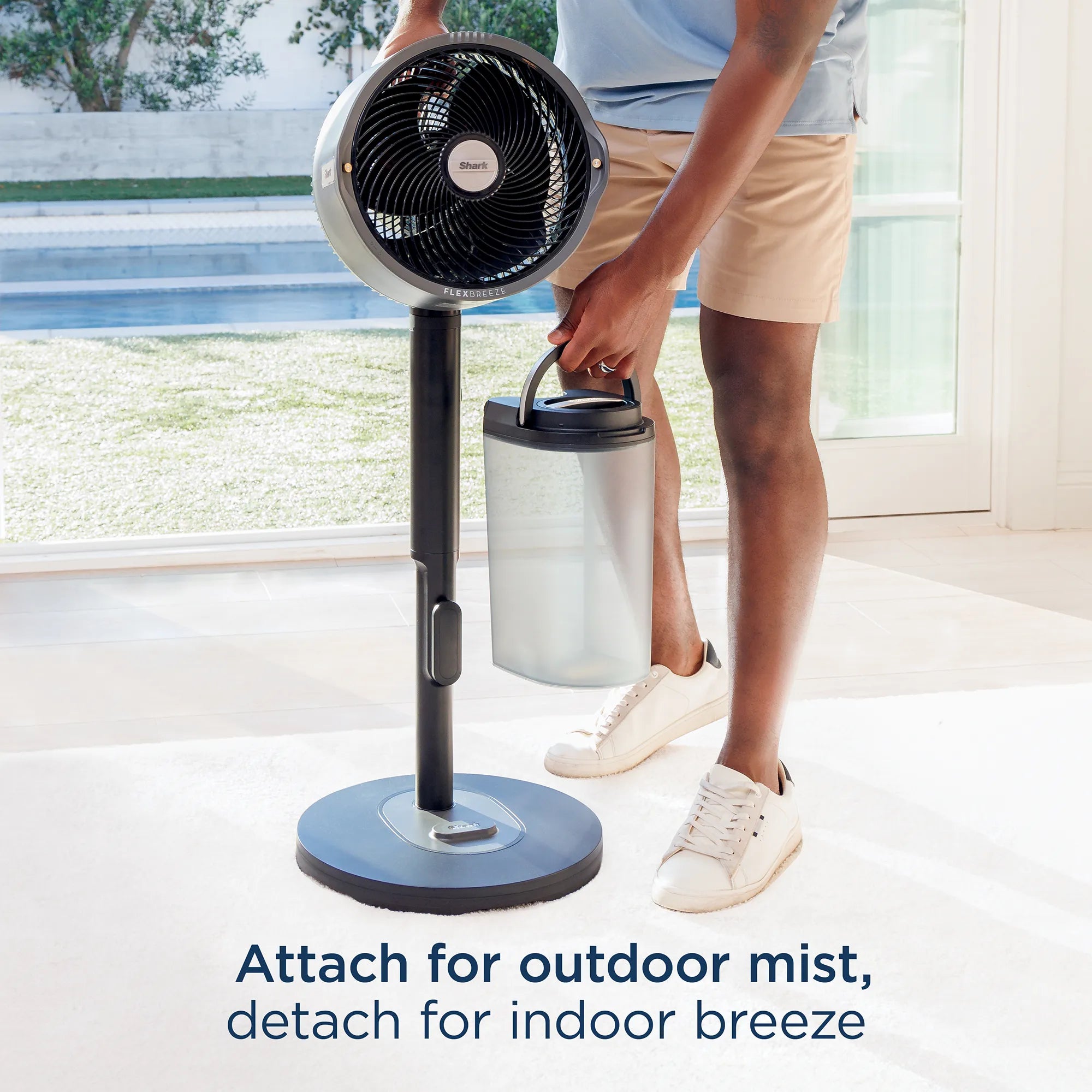 Shark FlexBreeze Pro Mist Indoor Outdoor Pedestal &amp; Table Fan With Water Tank