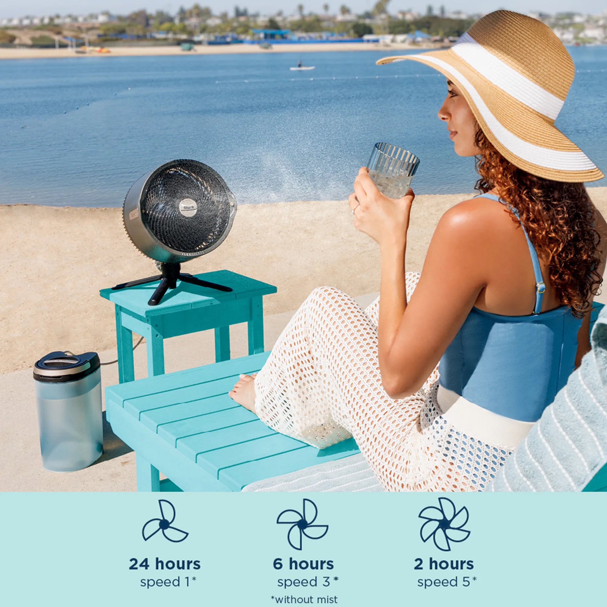 Shark FlexBreeze Pro Mist Indoor Outdoor Pedestal &amp; Table Fan With Water Tank