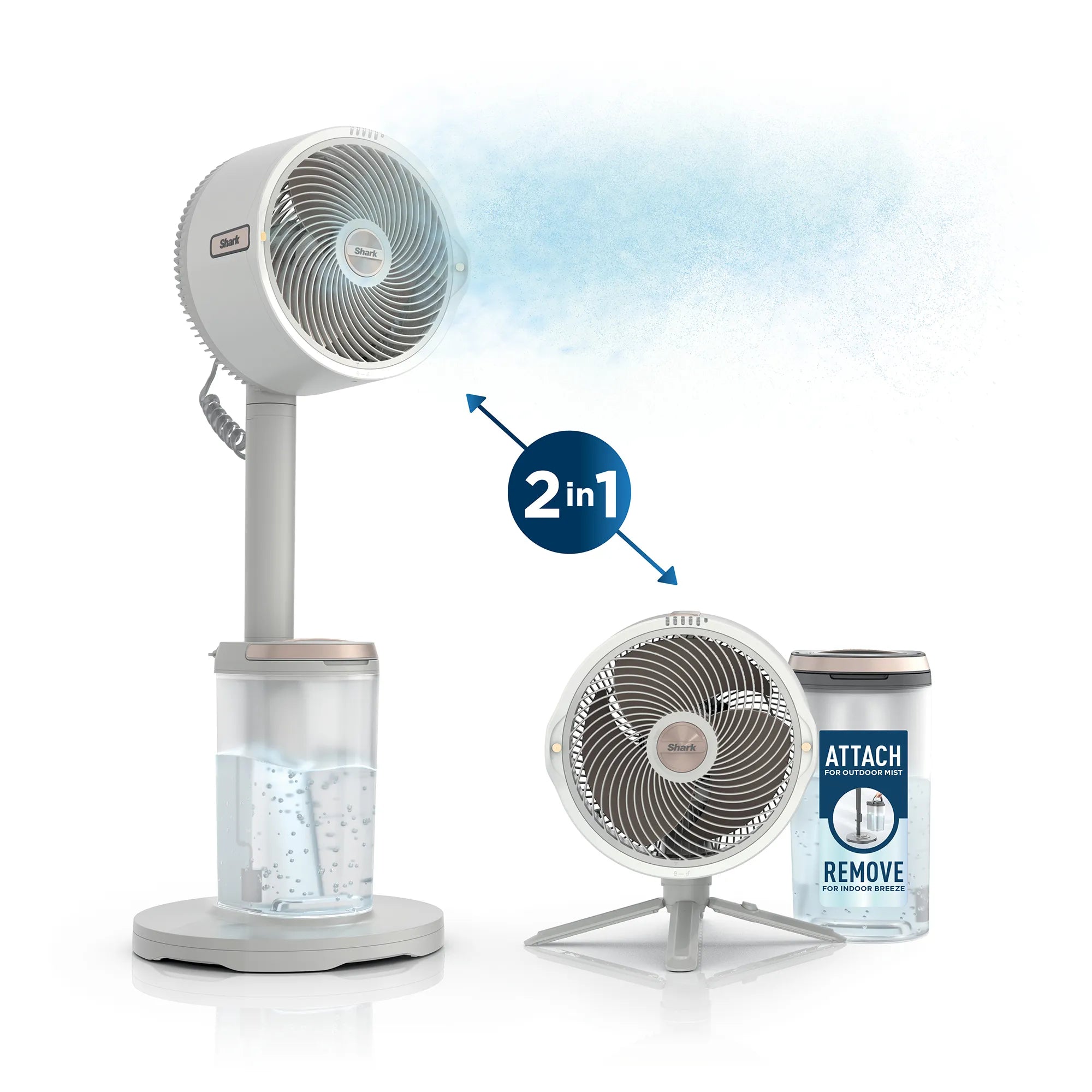 Shark FlexBreeze Pro Mist Indoor Outdoor Pedestal &amp; Table Fan With Water Tank