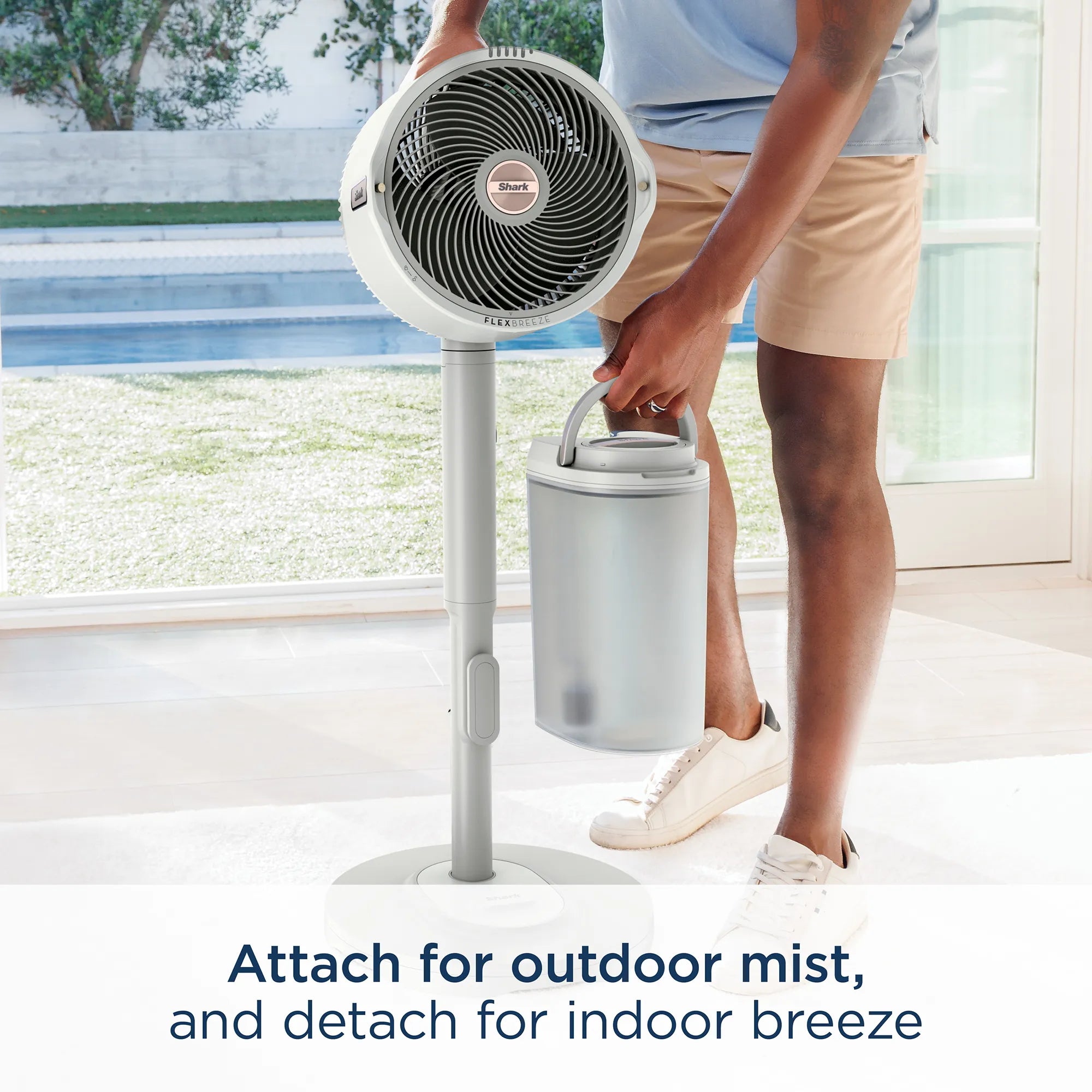 Shark FlexBreeze Pro Mist Indoor Outdoor Pedestal &amp; Table Fan With Water Tank