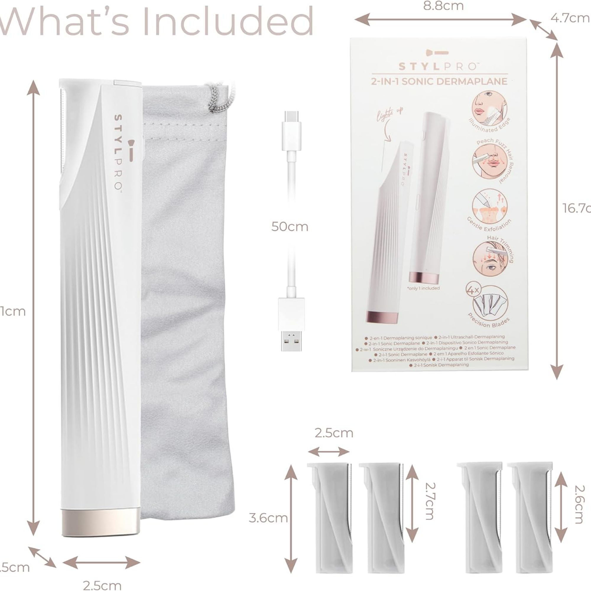 StylPro 2-In-1 Light Up Sonic Dermaplane &amp; Trimmer